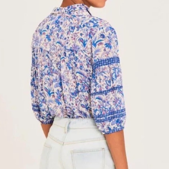 Ba&sh Paisley Blue and Purple Button-down - Picture 2 of 9